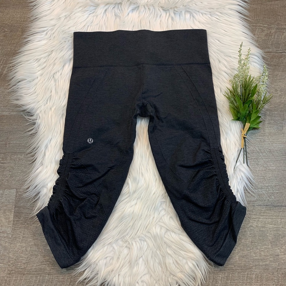 Lululemon In The Flow Crop Charcoal Gray Legging